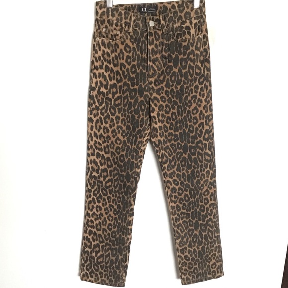 NWT Zara Straight-leg Leopard Print Jeans - Picture 6 of 7